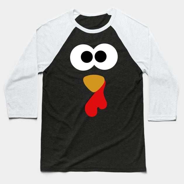 Thanksgiving Turkey Face Baseball T-Shirt by DragonTees